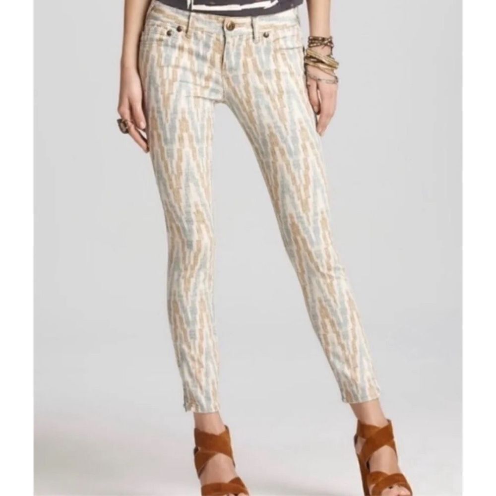 Free People Ankle Pant Jean Ikat Print Cropped Skinny Women’s Sz 29